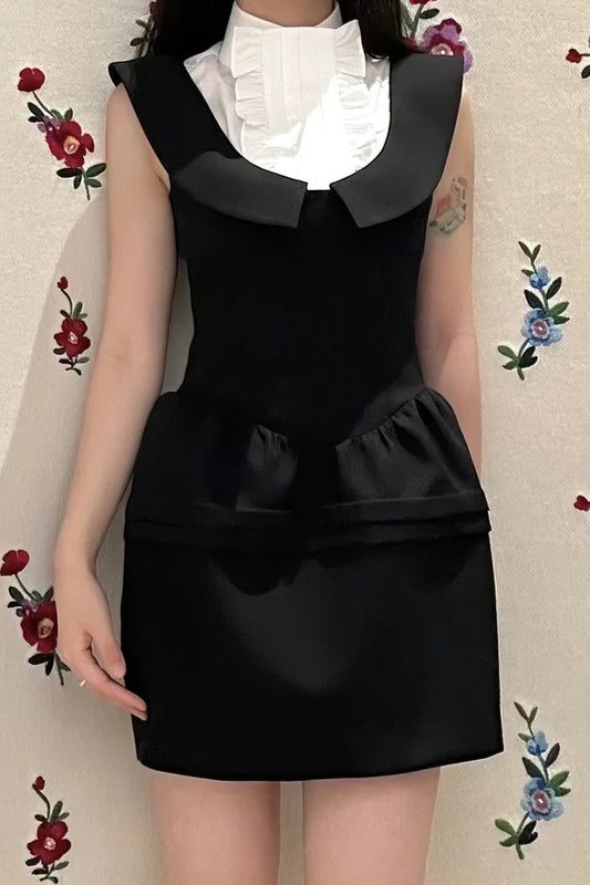 acelimosf™-Slim waist dress with low round neck and sleeveless vest dress