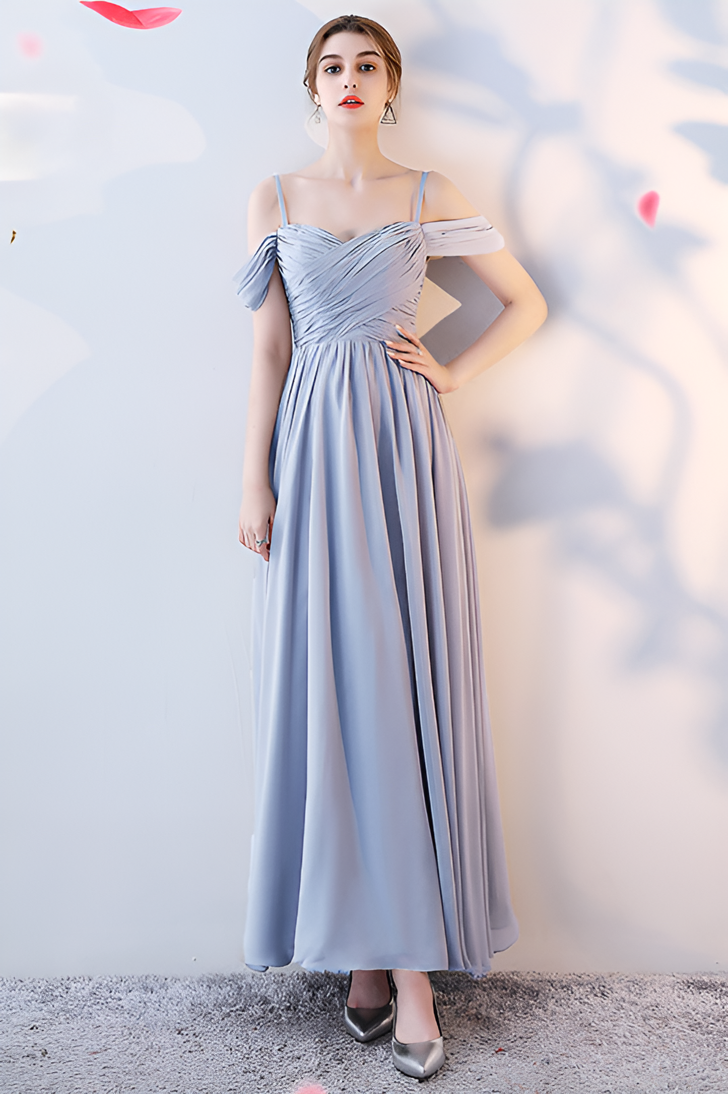 acelimosf™-Bridesmaid dress annual party banquet silver gray evening dress