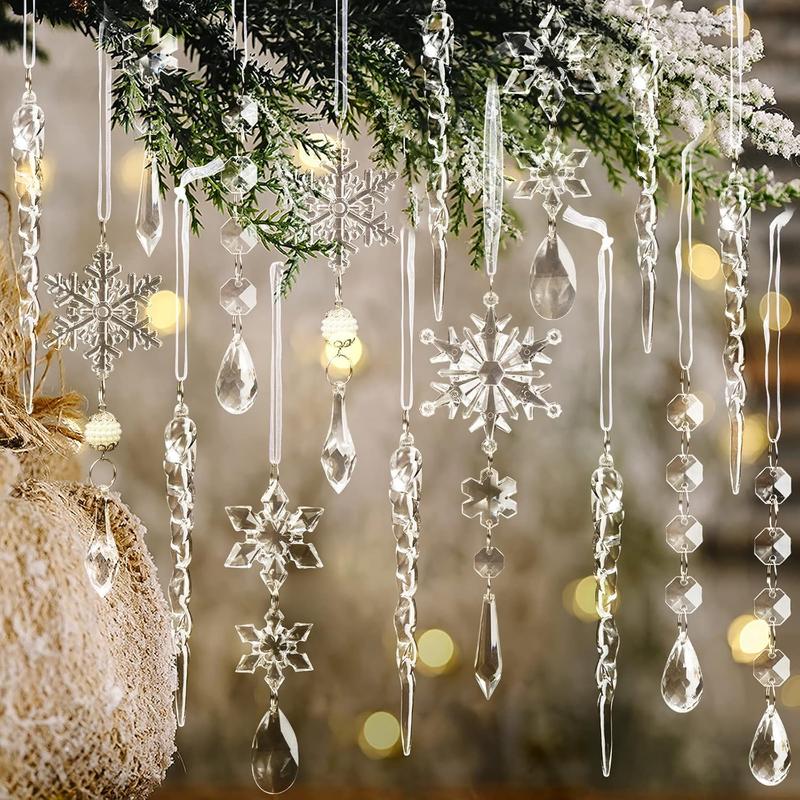 🎅🎄Winter New Year Party Supplies Set - Crystal Snowflake Ornaments For Christmas Tree