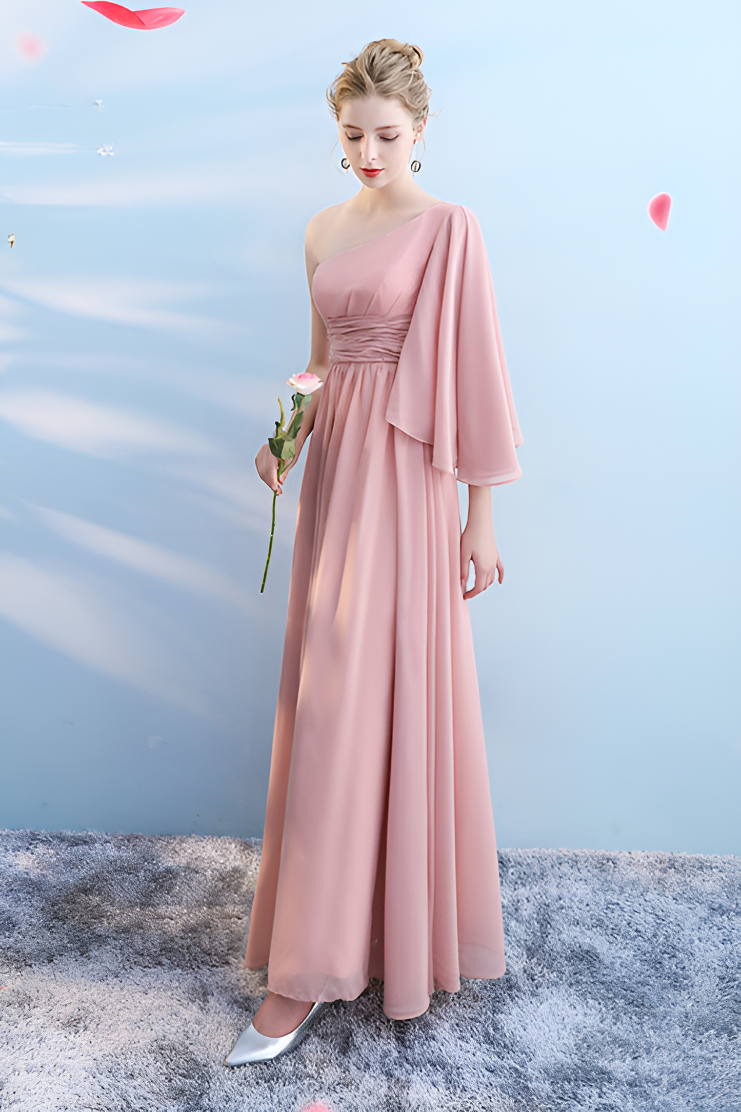 acelimosf™-Bridesmaid dress annual party banquet pink evening dress