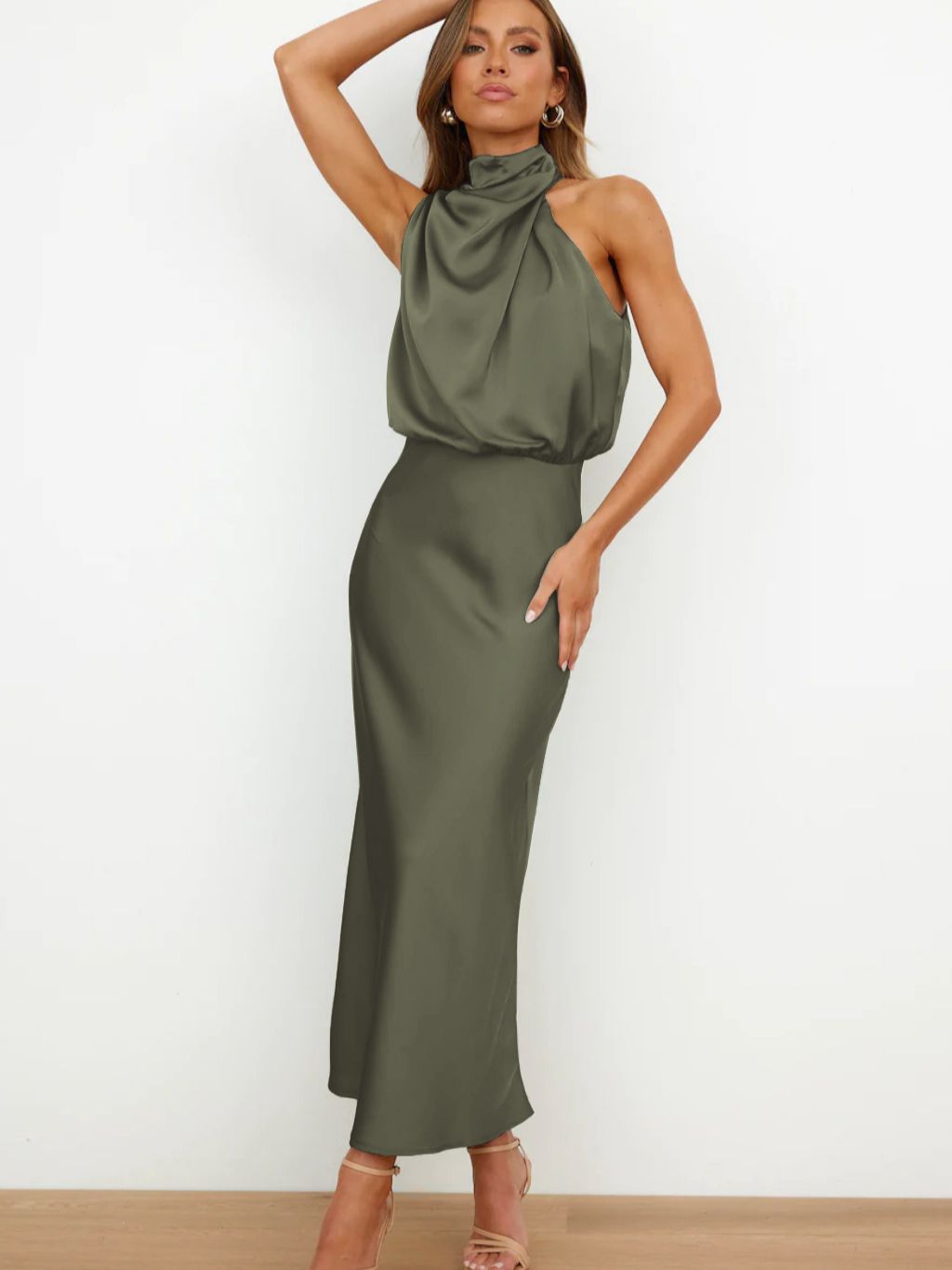 acelimosf™-Stylish and elegant satin sleeveless dress