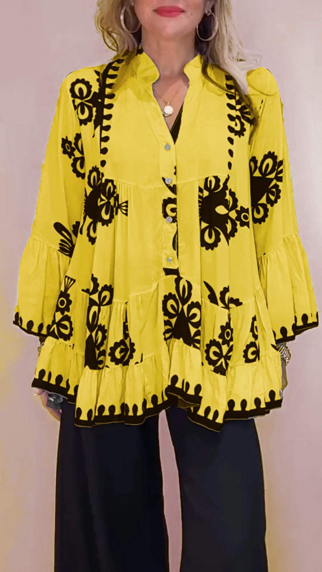 V-Neck Casual Printed Top