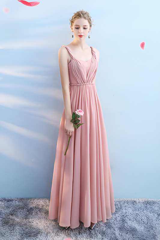 acelimosf™-Bridesmaid dress annual party banquet pink evening dress