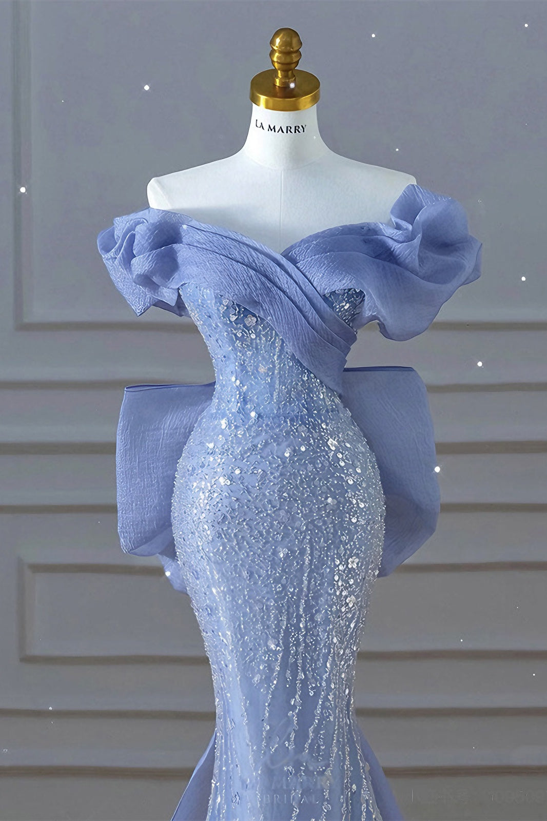 acelimosf™-Haze blue dress heavy beaded mermaid skirt