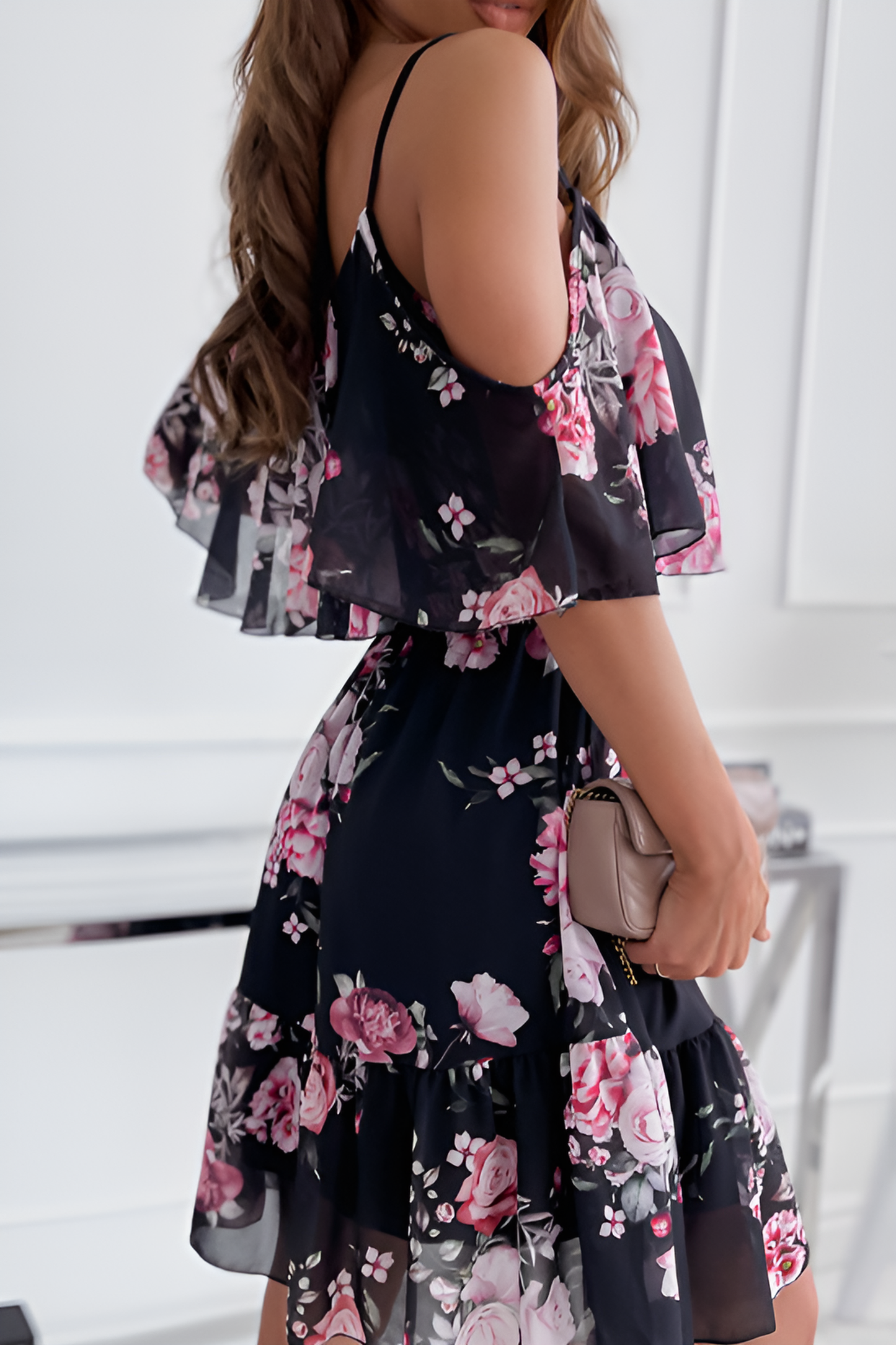 acelimosf™-Chiffon printed strapless off-shoulder sexy dress