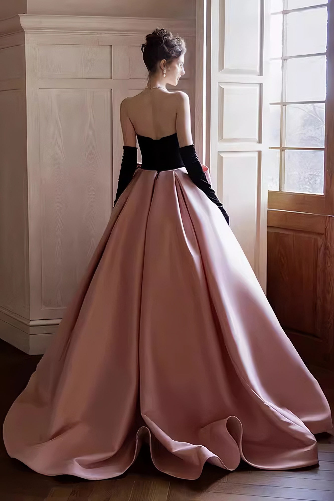 acelimosf™-Runaway princess evening dress black adult ceremony birthday party bow pink dress