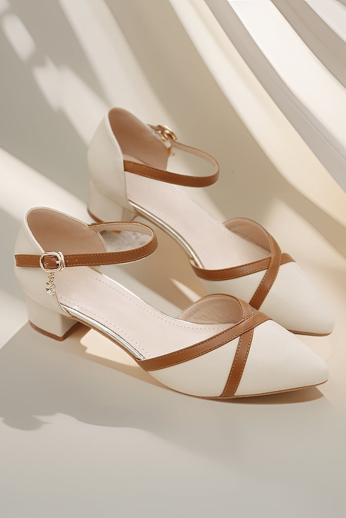 acelimosf™-Versatile simple one-line buckle pointed toe chunky high heels