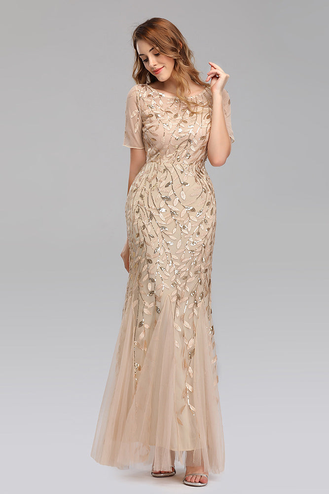 acelimosf™-Slim Fit Mesh Sequin Evening Dress Fishtail Dress