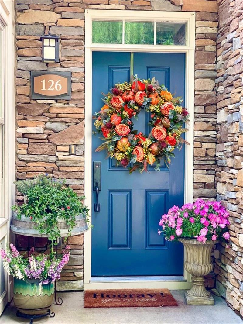 💖Fall Peony And Pumpkin Wreath - Year Round Wreath