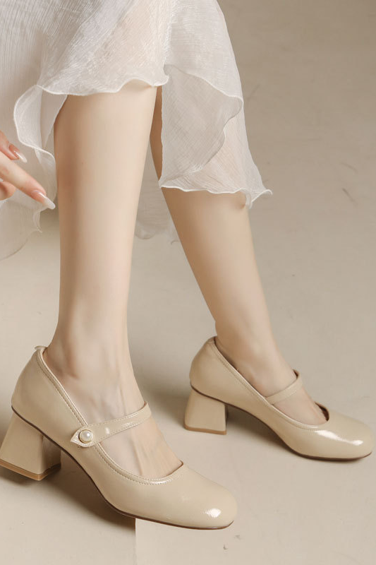 acelimosf™-Nude French retro high-heeled leather shoes