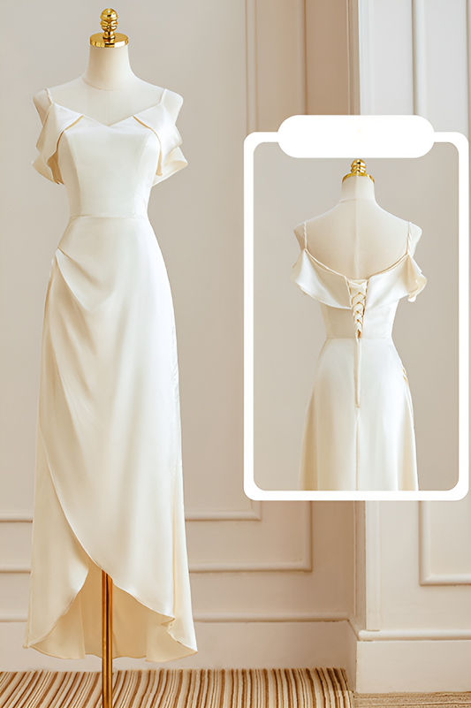 acelimosf™-Champagne satin bridesmaid dress new high-end dress