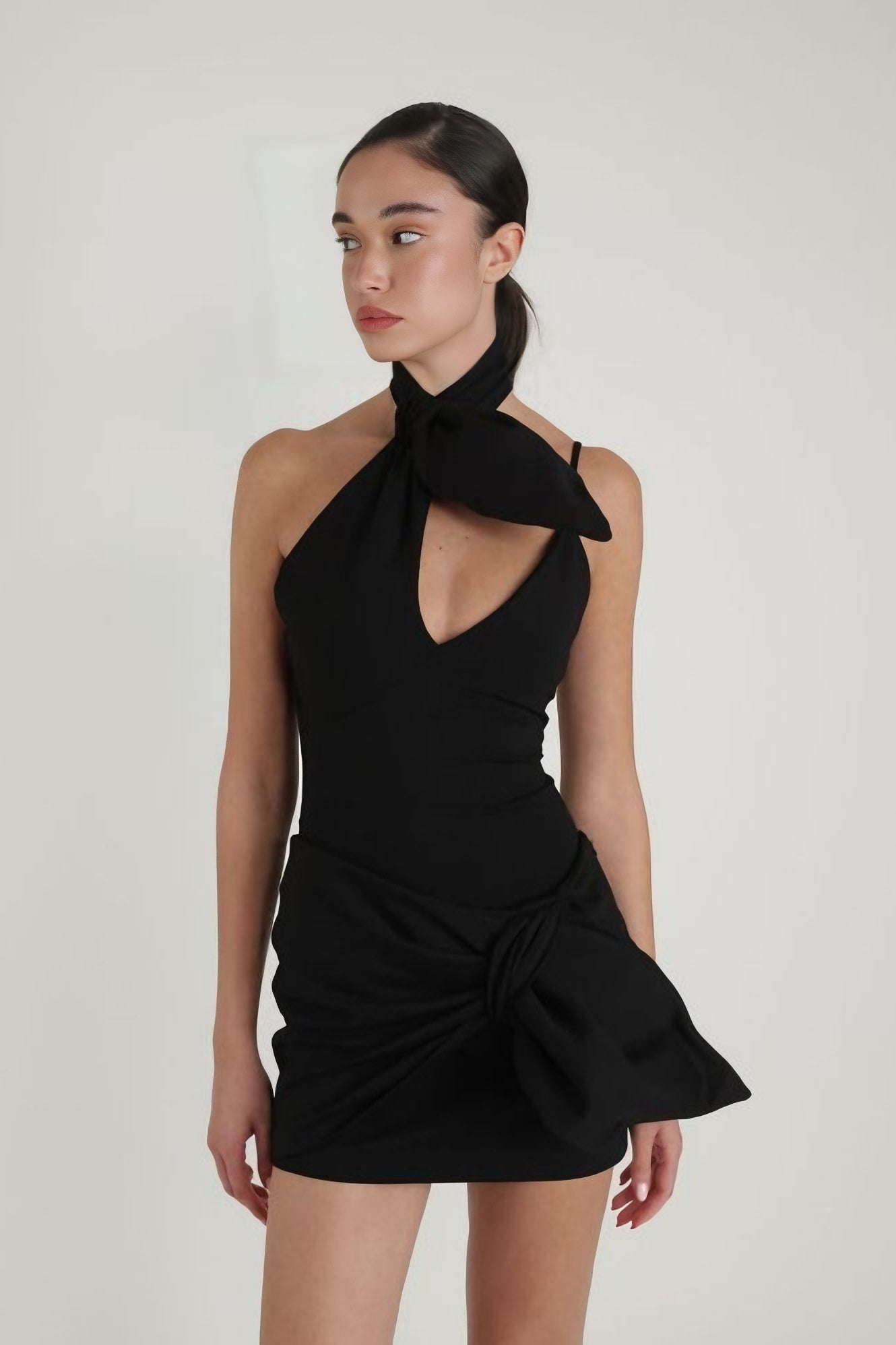 acelimosf™-Bow tie halter strap evening dress