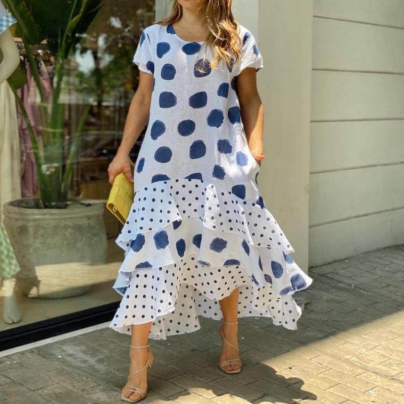 acelimosf™-Polka Dot Printed Swing Long Dress