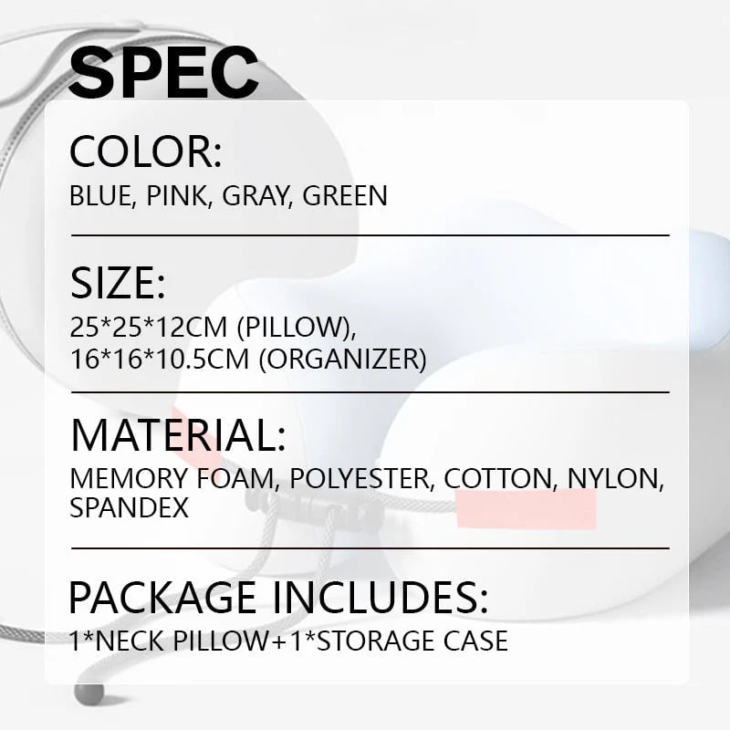 🎁 Ergonomic Memory Foam U-Shaped Travel Neck Pillow