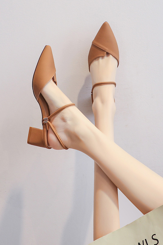 acelimosf™-Simple bag-toe French evening style thick heel high heels