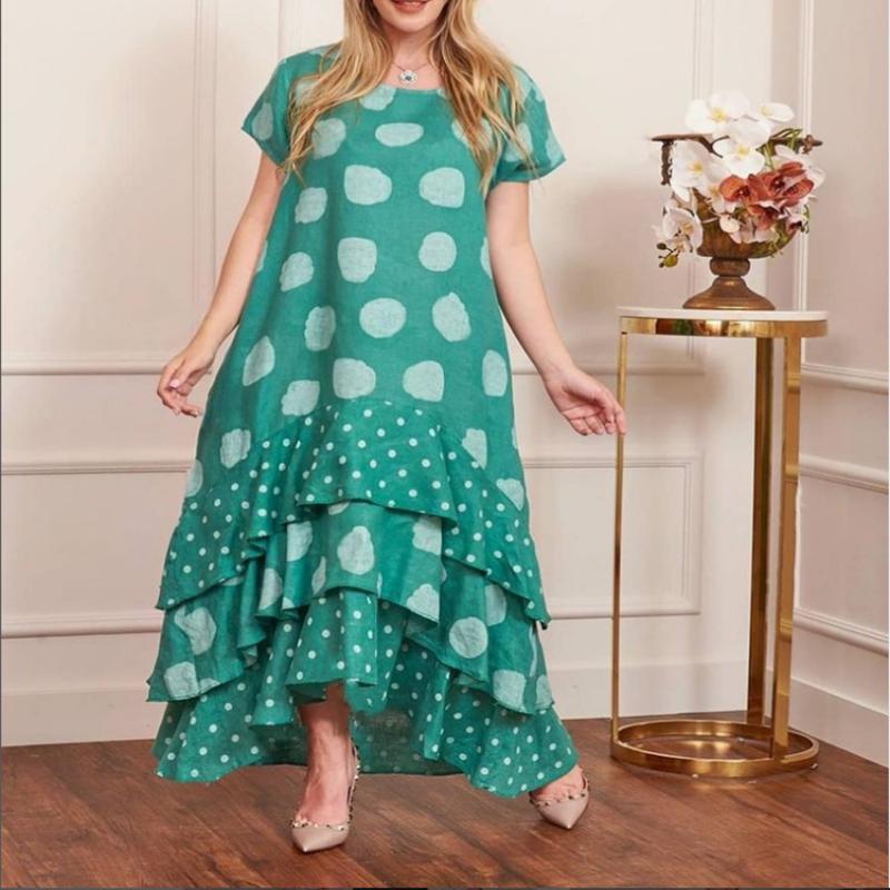 acelimosf™-Polka Dot Printed Swing Long Dress