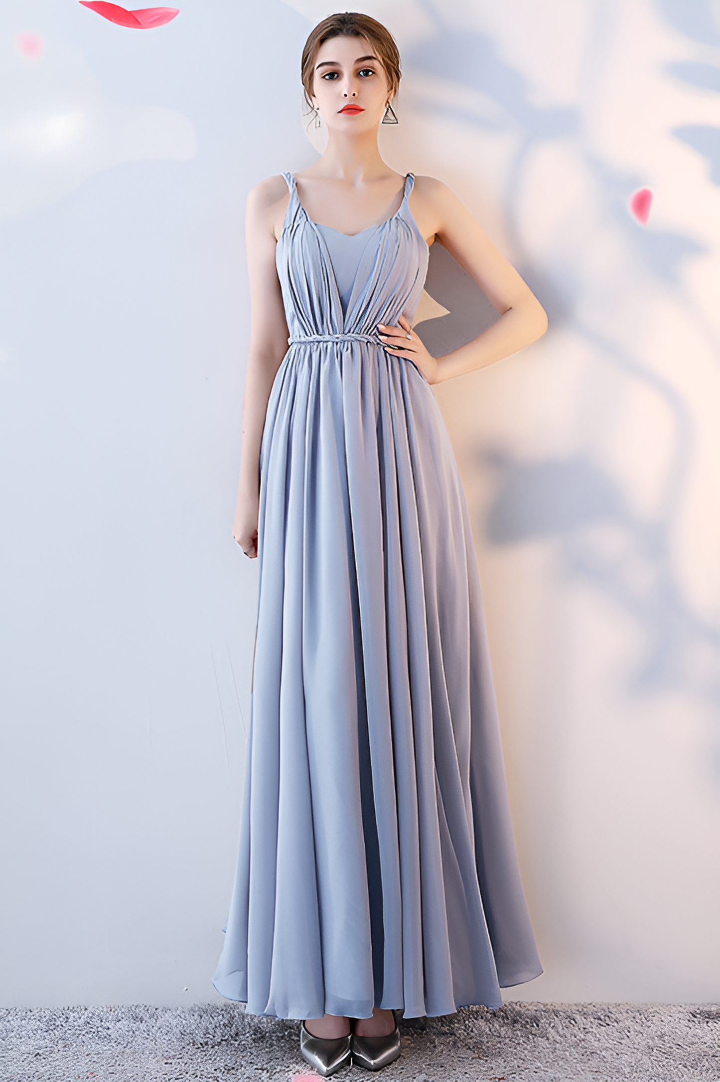 acelimosf™-Bridesmaid dress annual party banquet silver gray evening dress