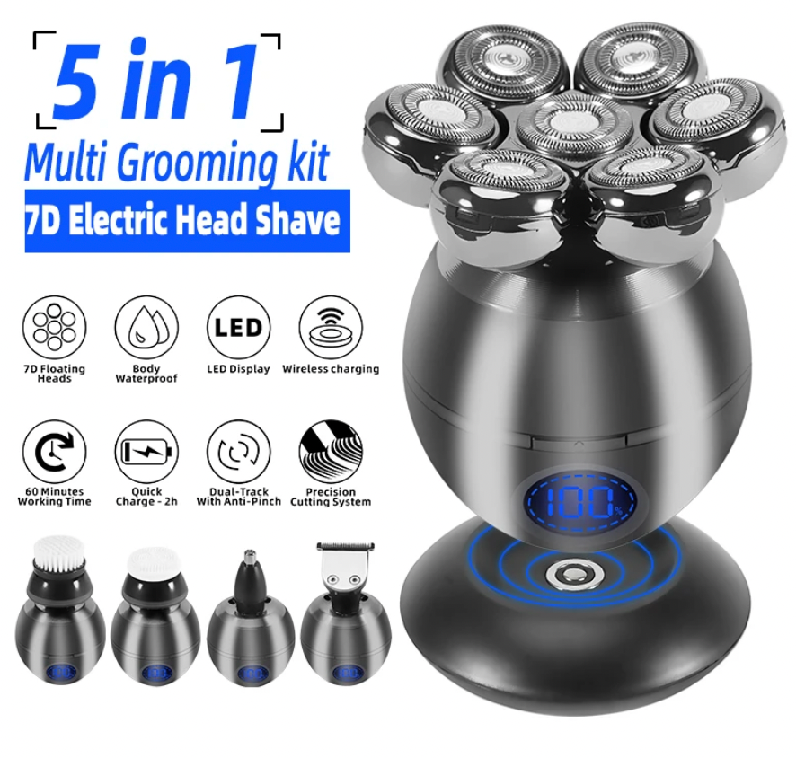 5-in-1 Electric Head Shaver And Grooming Kit