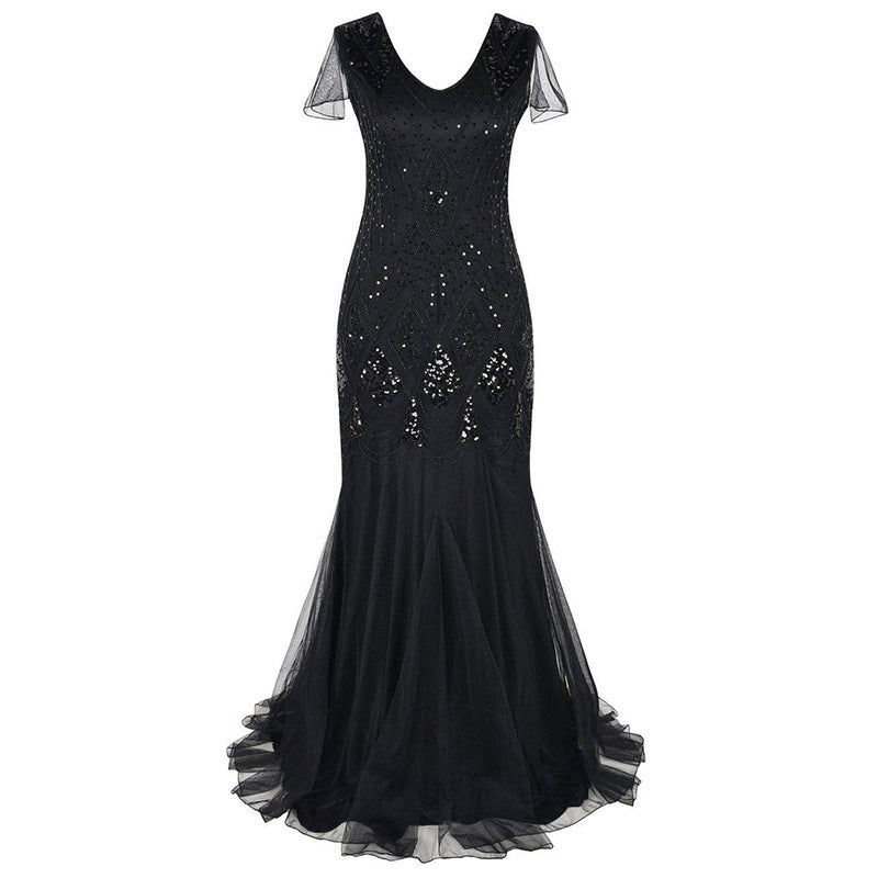 acelimosf™-Sequin dress retro dress plus size banquet party dress dress