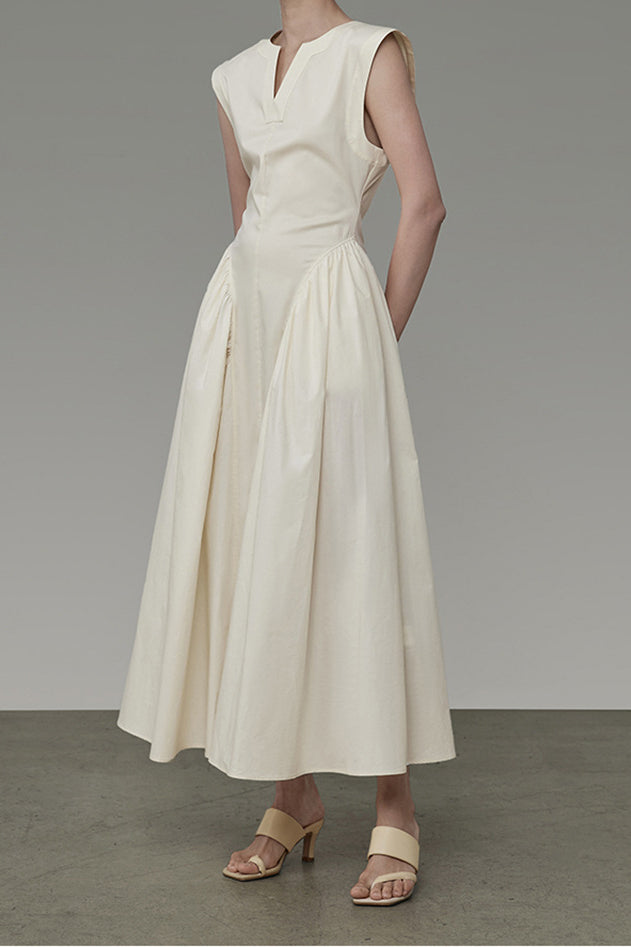 acelimosf™-Niche design textured sleeveless waist long skirt