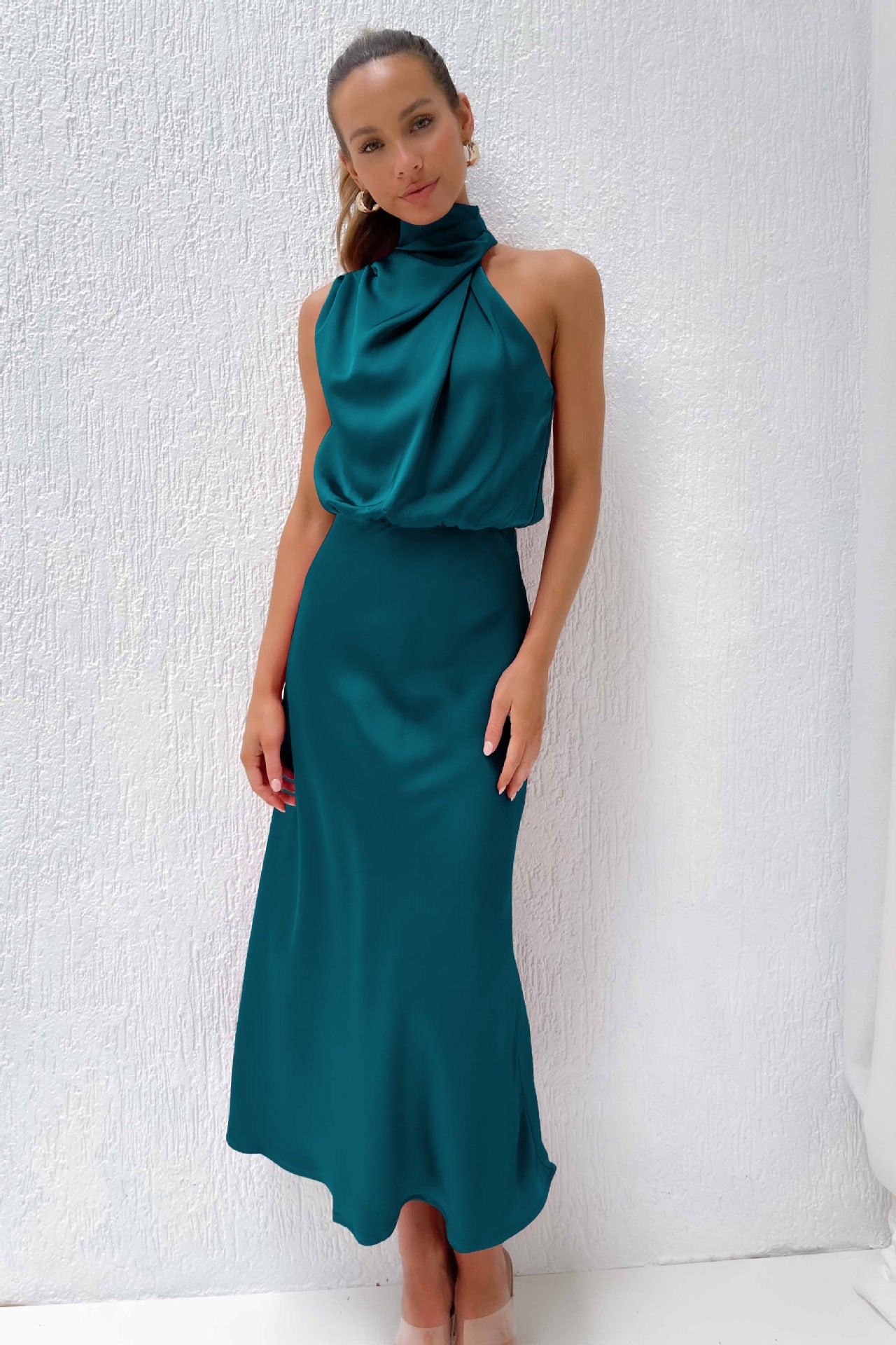 acelimosf™-Stylish and elegant satin sleeveless dress