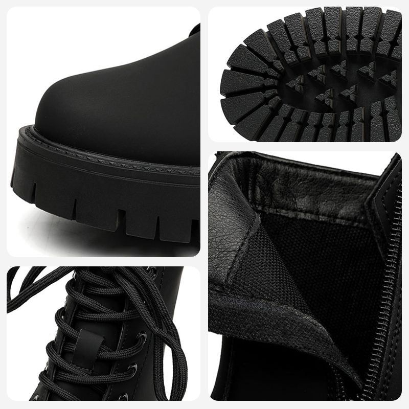 Men’s Side-zip Leather Ankle Boots Black