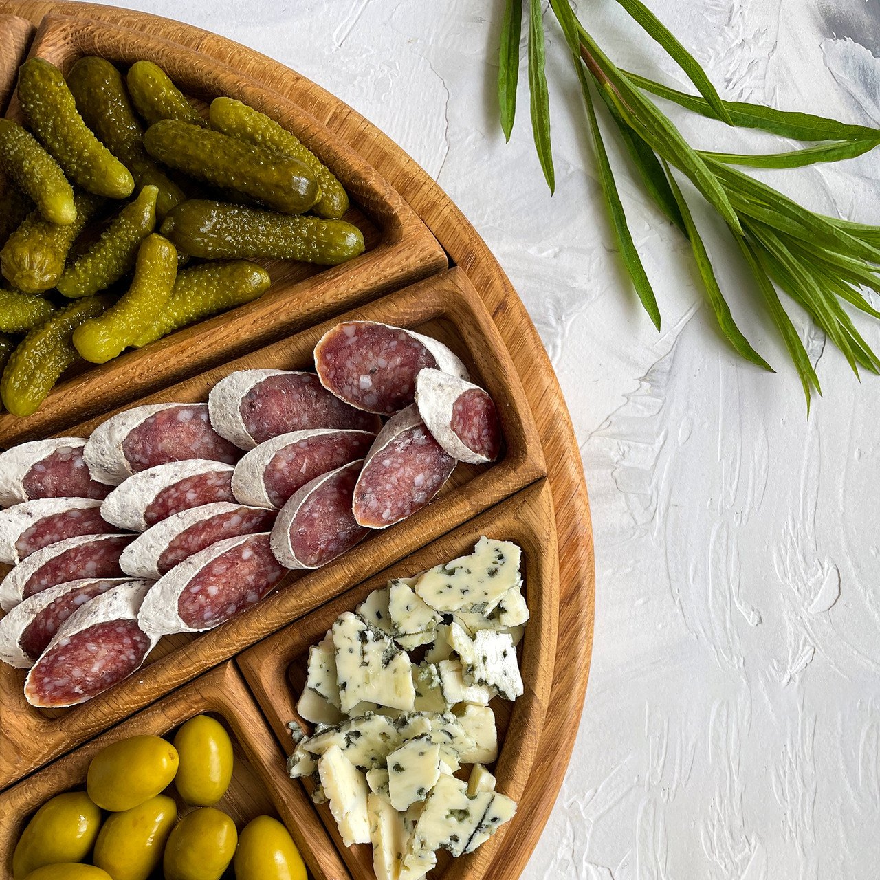 Puzzle Serving Tray - Oak Wood with Removable Compartments