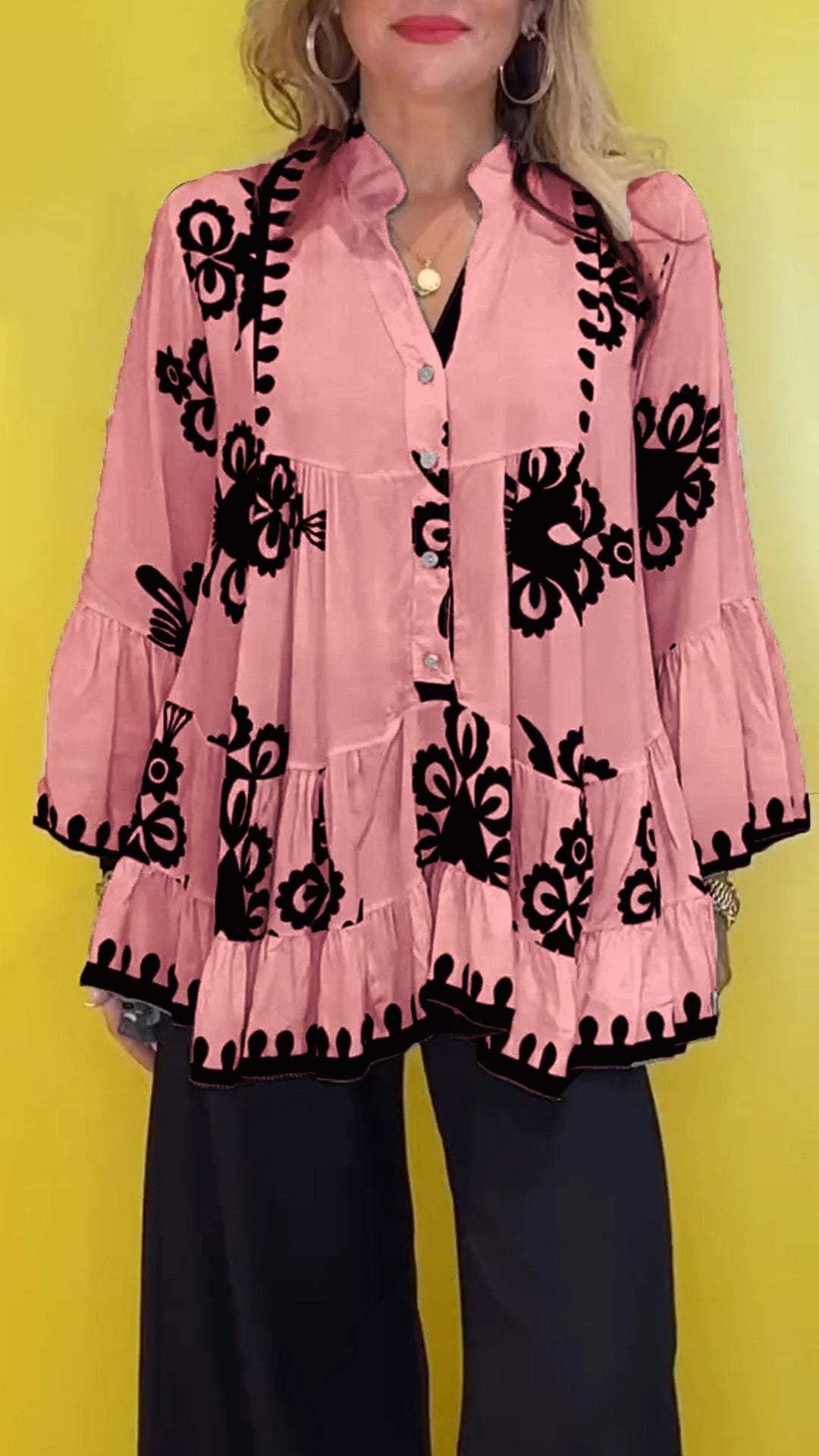 V-Neck Casual Printed Top