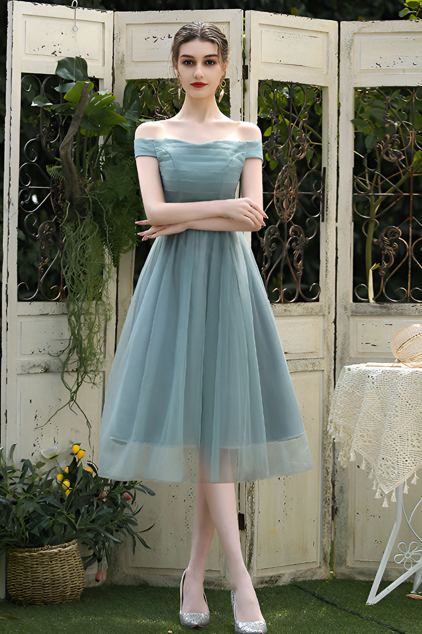 acelimosf™-Elegant Mesh Bridesmaid Dress