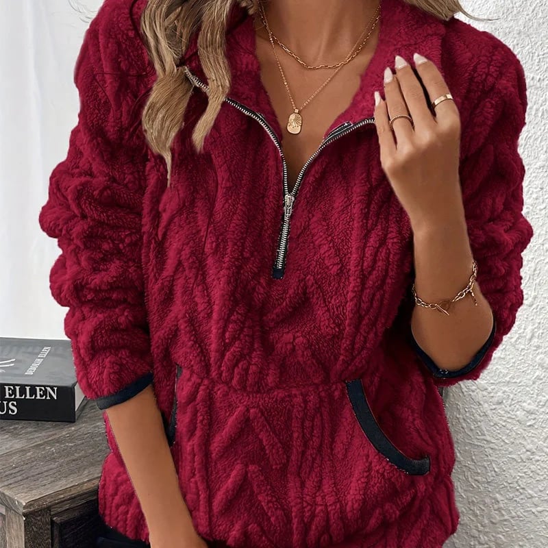 🔥Half-Zip Fuzzy Pocket Sweatshirt