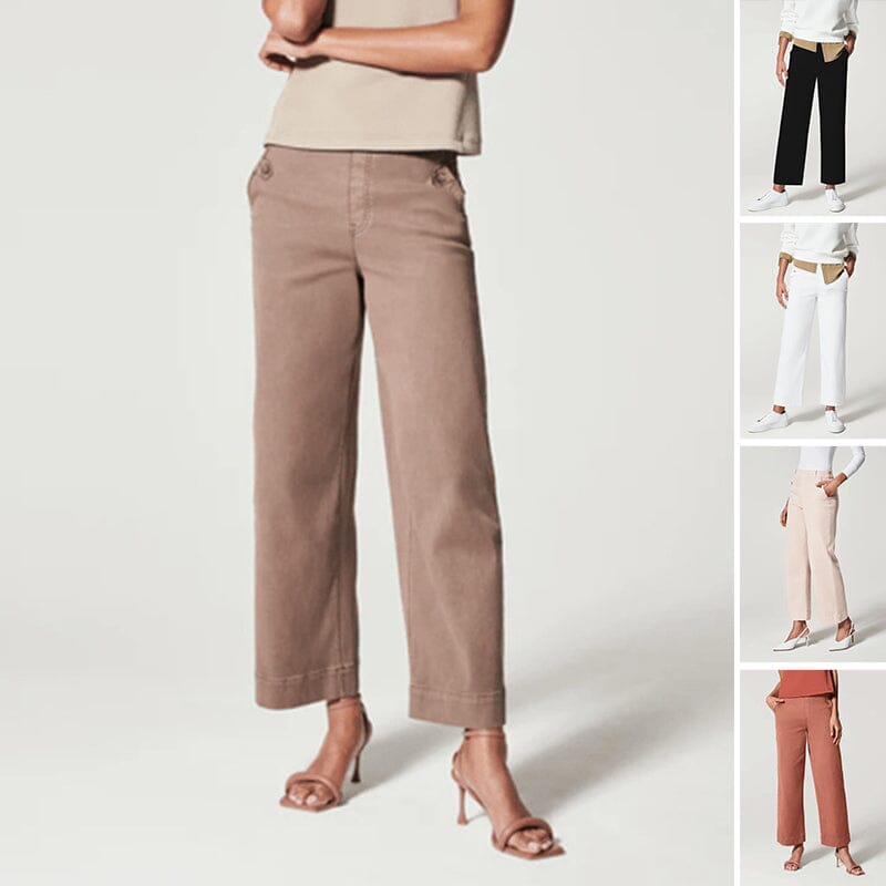 Women Stretch Twill Cropped Wide Leg Pant-(BUY 2 FREE SHIPPING)