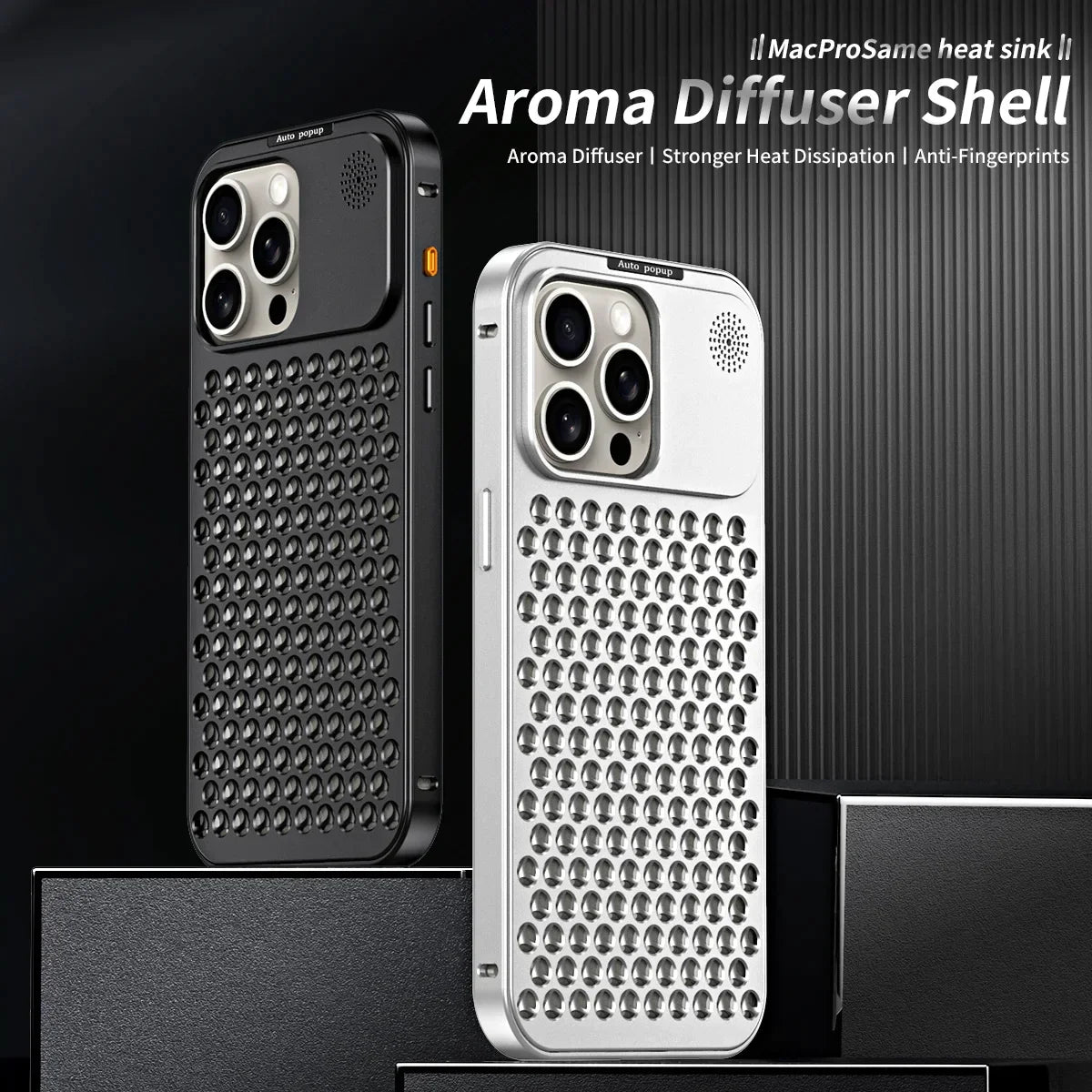 Breathable Perfume Aluminum alloy Heat Dissipation Phone Case For iPhone 16 15 14 13 12 Pro Max Plus Detachable Cover