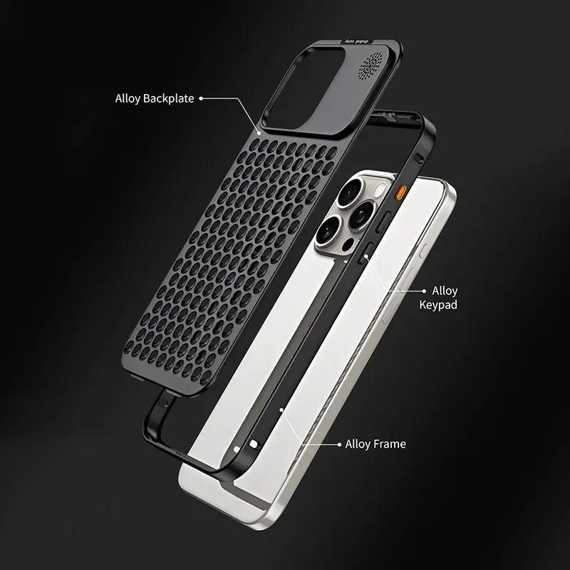 Breathable Perfume Aluminum alloy Heat Dissipation Phone Case For iPhone 16 15 14 13 12 Pro Max Plus Detachable Cover