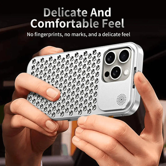 Breathable Perfume Aluminum alloy Heat Dissipation Phone Case For iPhone 16 15 14 13 12 Pro Max Plus Detachable Cover