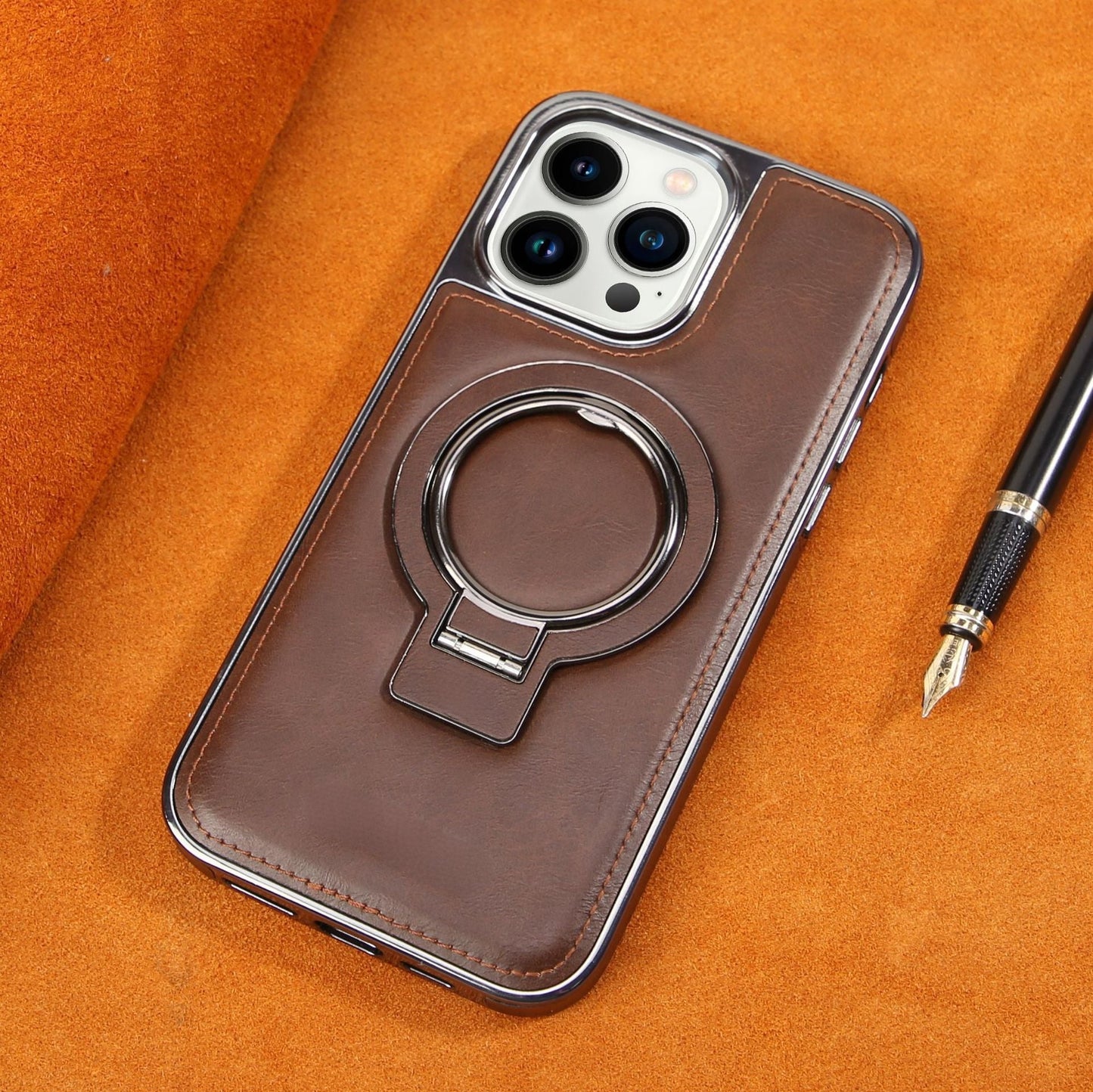 Luxury Leather Invisible Stand iPhone Case