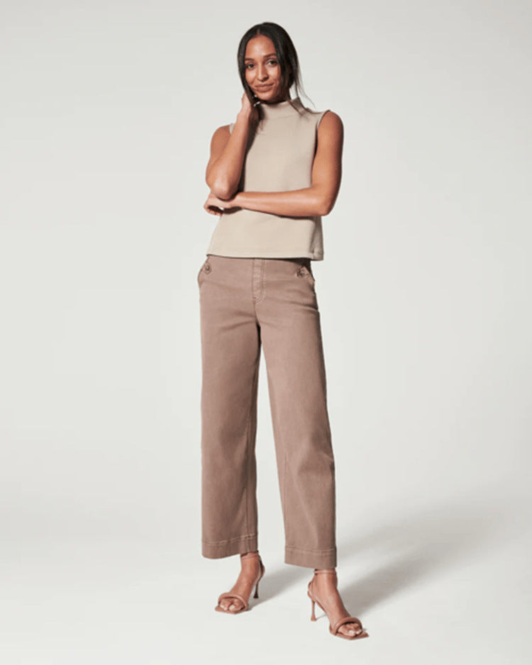 Women Stretch Twill Cropped Wide Leg Pant-(BUY 2 FREE SHIPPING)