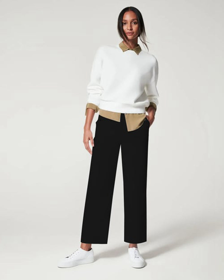 Women Stretch Twill Cropped Wide Leg Pant-(BUY 2 FREE SHIPPING)
