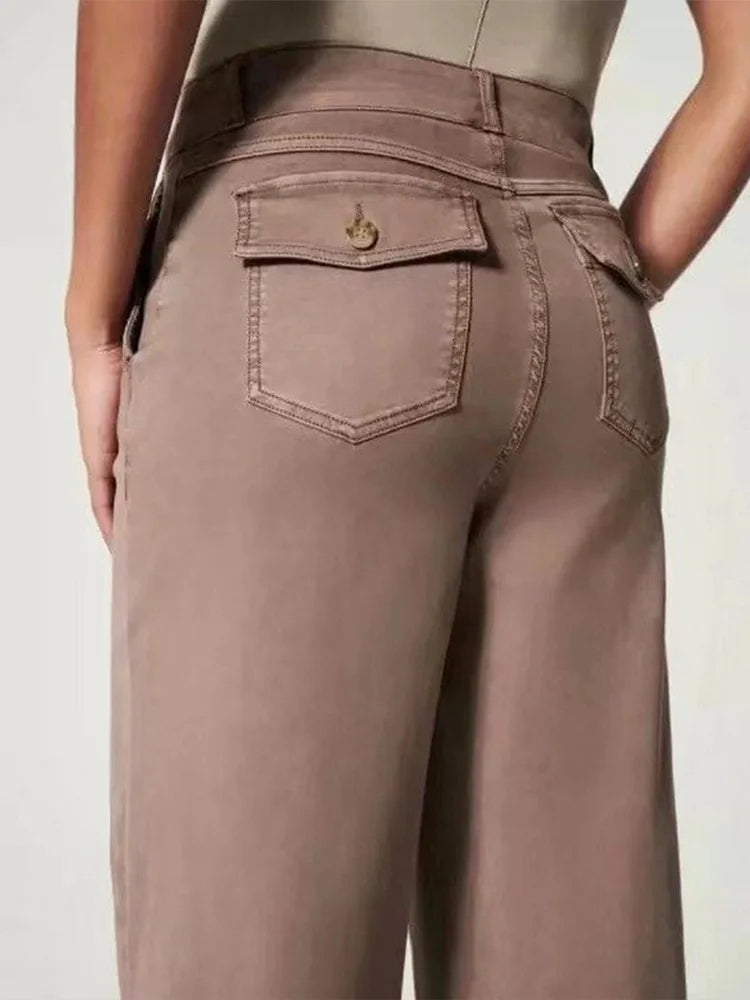 Women Stretch Twill Cropped Wide Leg Pant-(BUY 2 FREE SHIPPING)