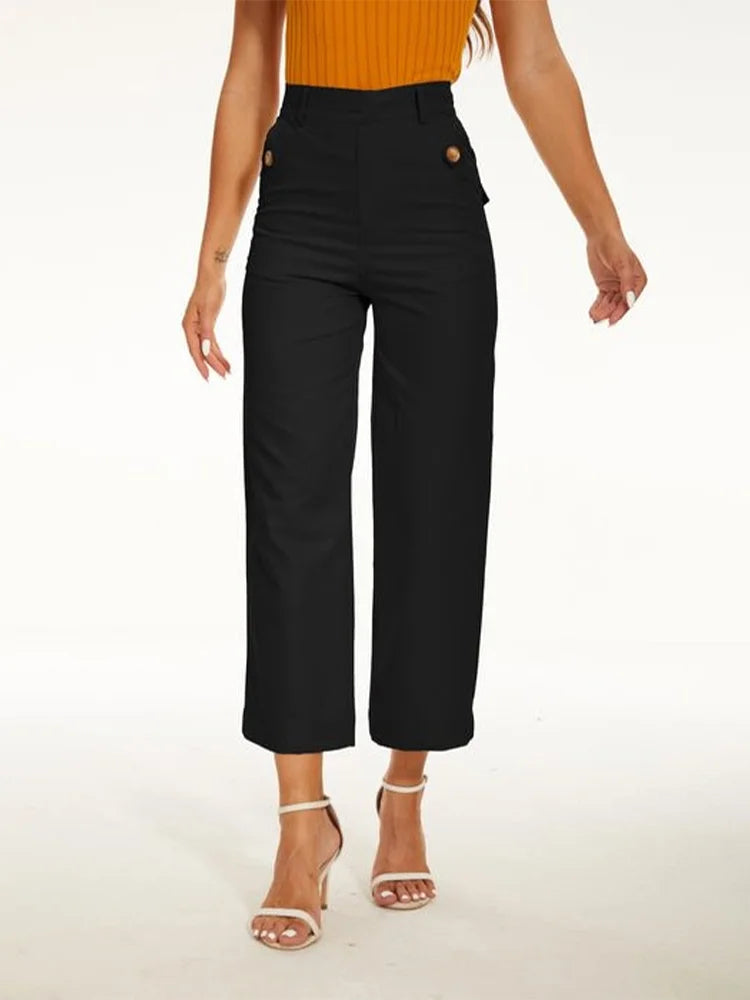 Women Stretch Twill Cropped Wide Leg Pant-(BUY 2 FREE SHIPPING)
