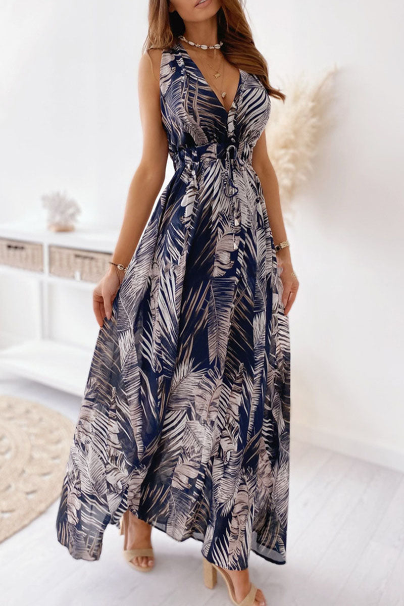 acelimosf™-Fashion Sweet Print V Neck A Line Dresses