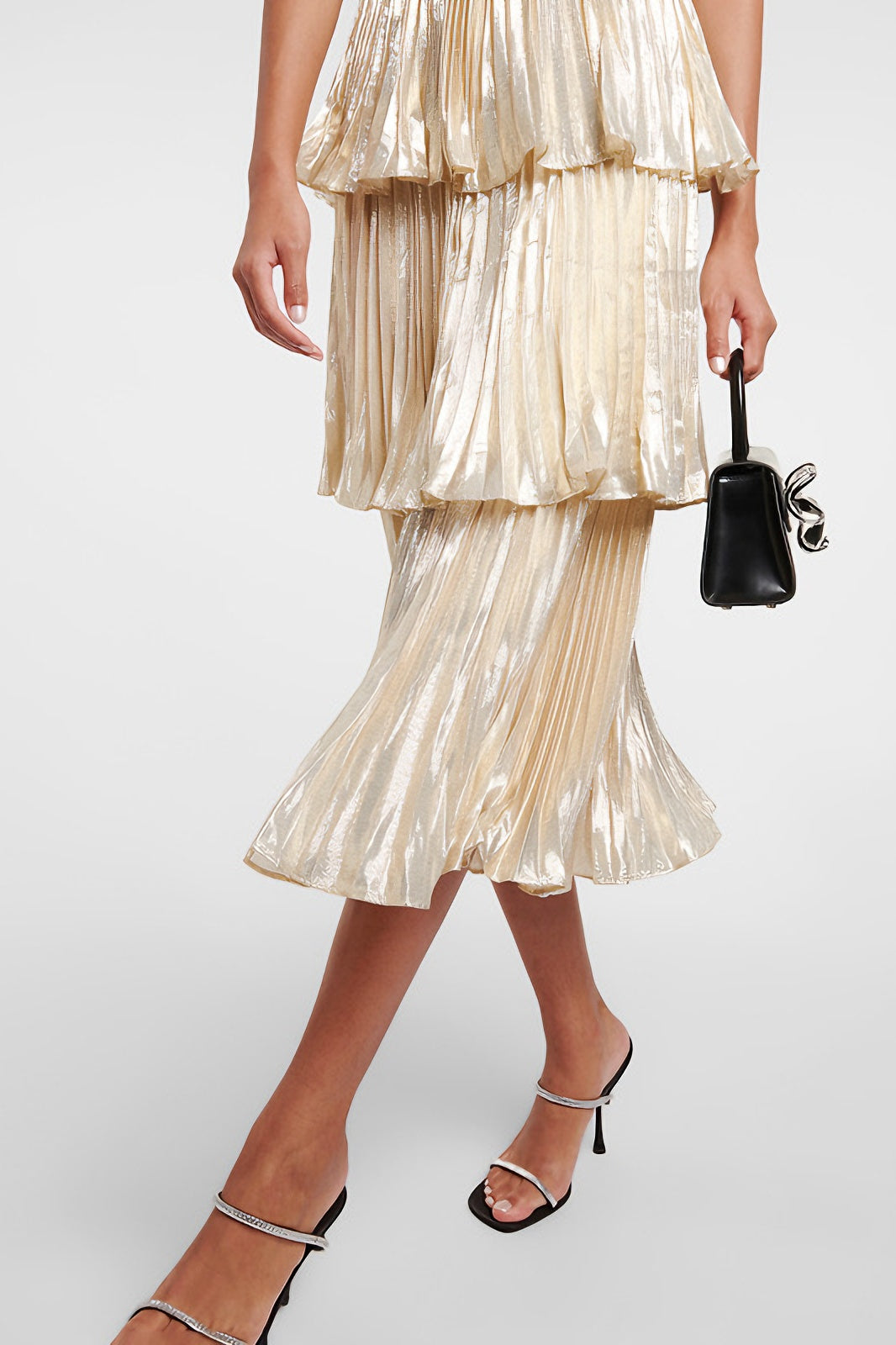 acelimosf™-Metallic layered midi dress