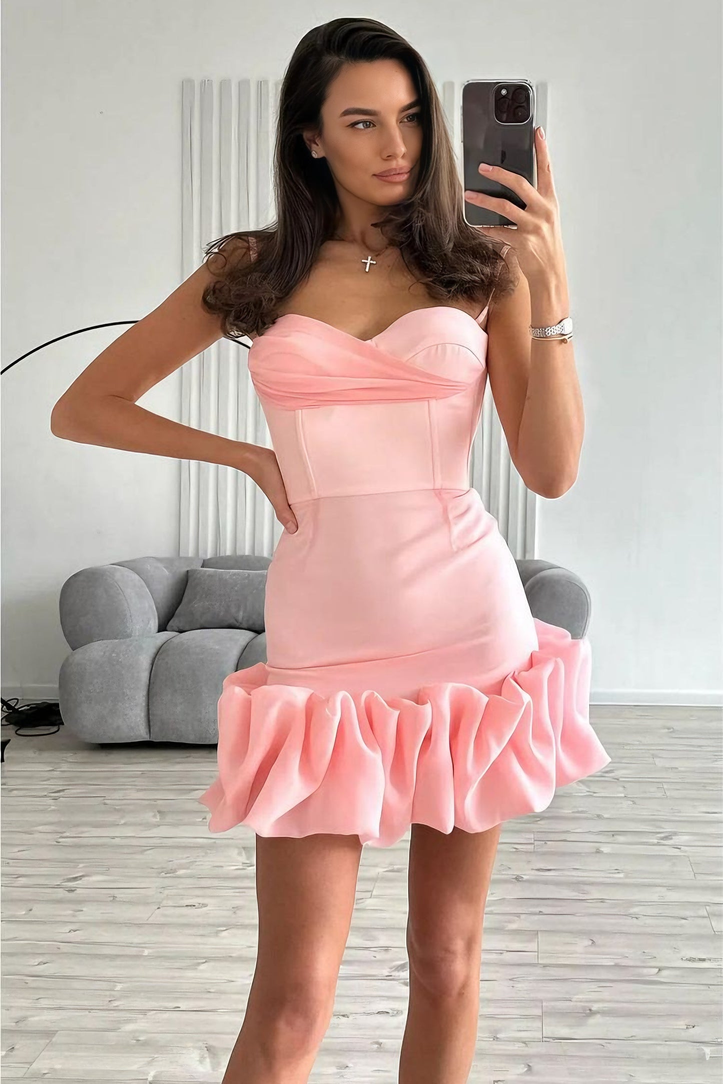 acelimosf™-Pleated skirt suspender dress slim fit dress short skirt