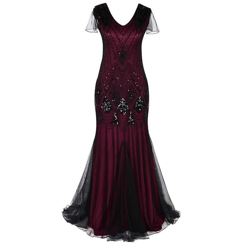 acelimosf™-Sequin dress retro dress plus size banquet party dress dress