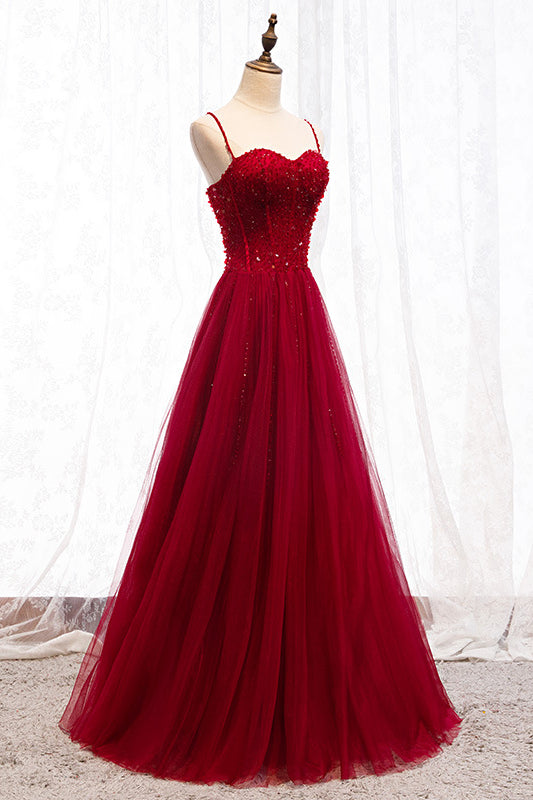 acelimosf™-Red strap banquet evening dress