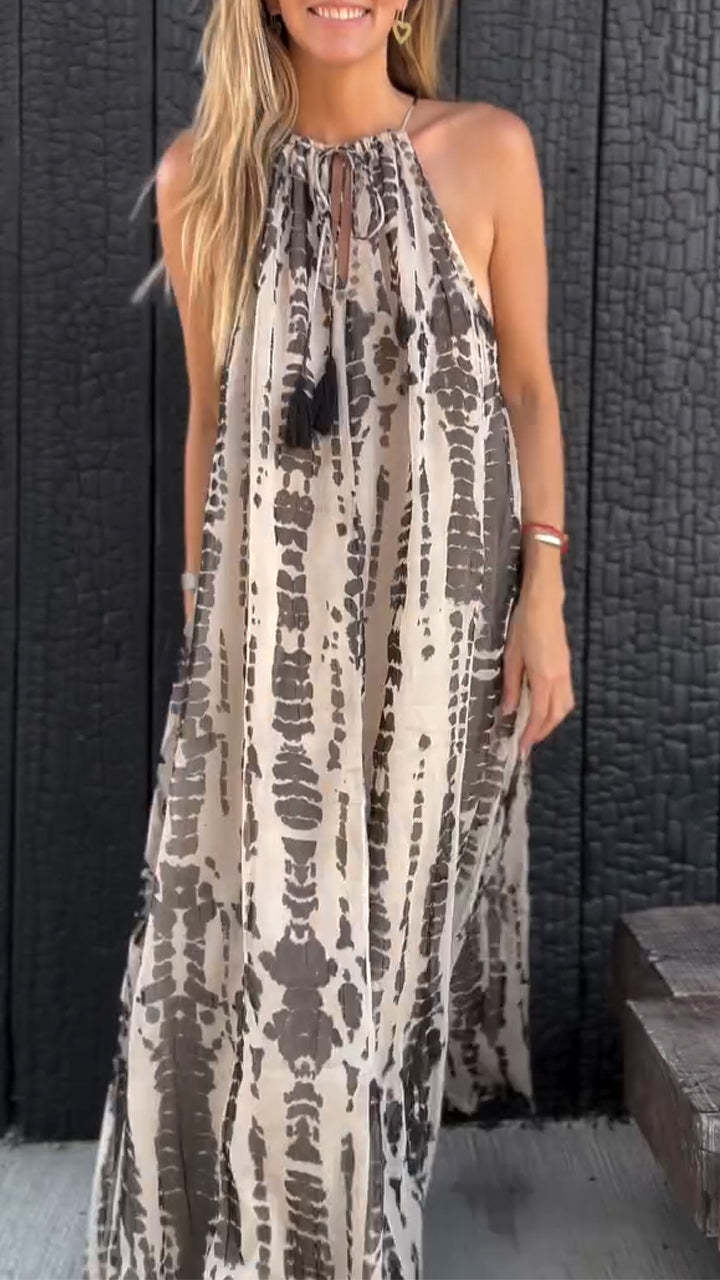 Women's Halter Neck Tie-Dye Holiday Casual Dress