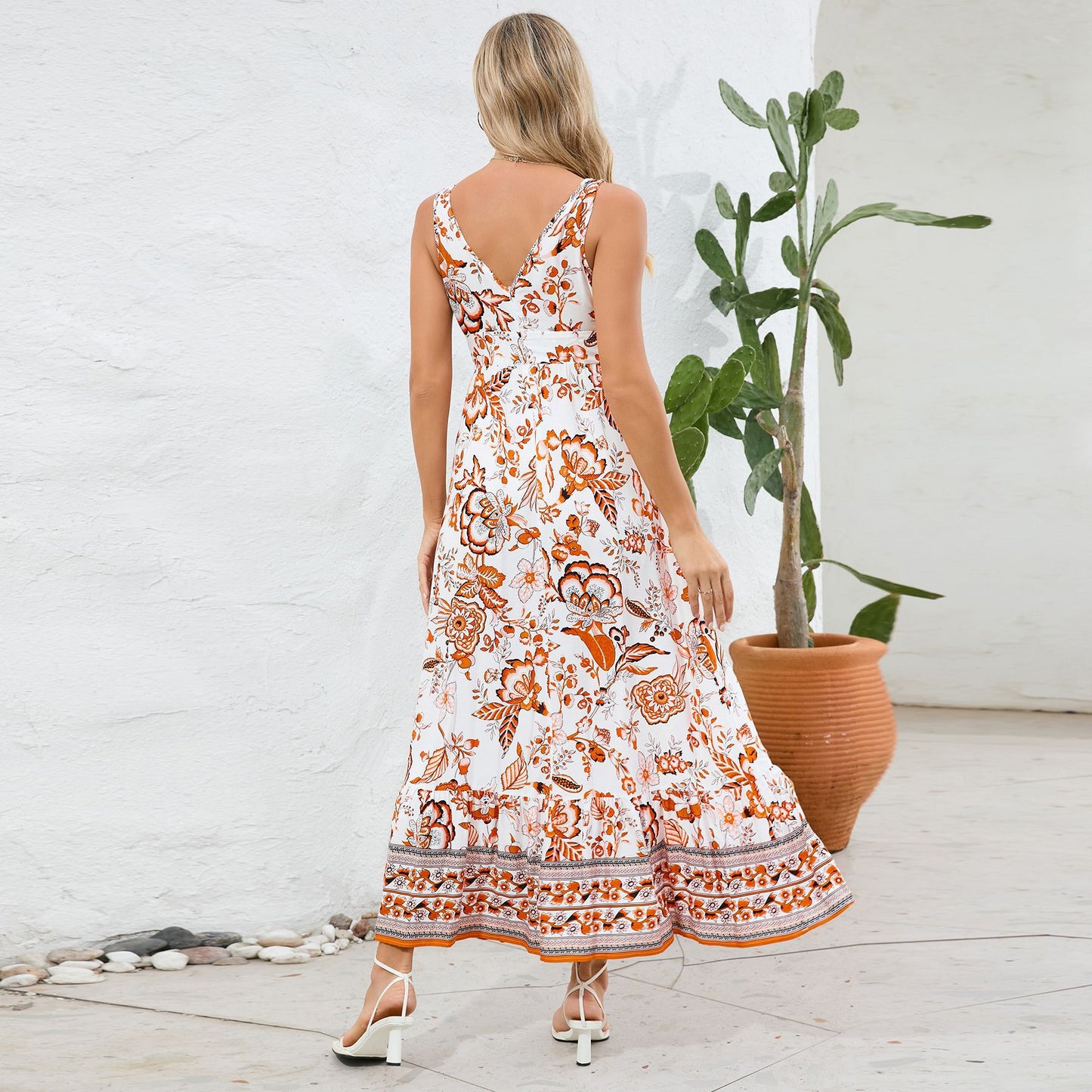 acelimosf™-Vintage Floral Print Summer Maxi Dress