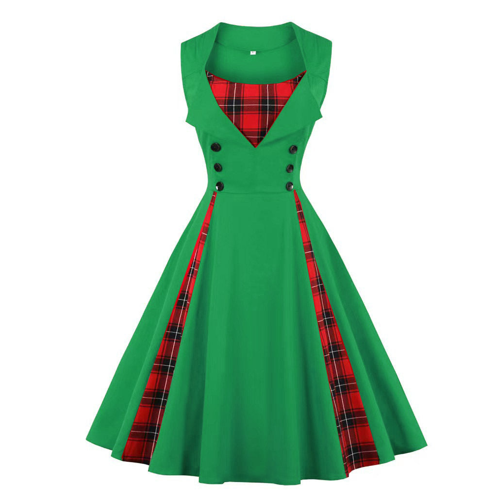 acelimosf™-Sleeveless simple plaid retro dress