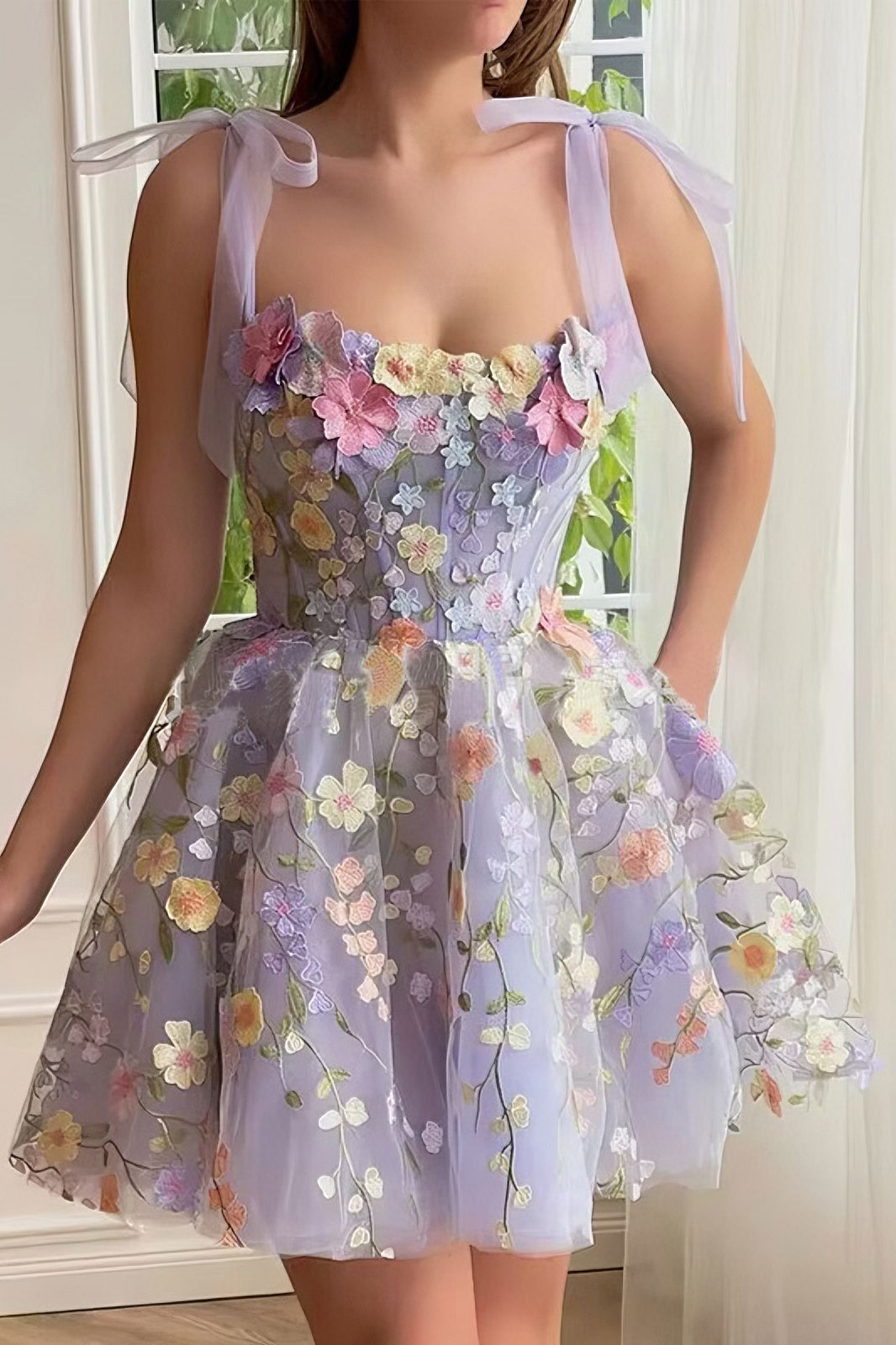 acelimosf™-Three-dimensional flower embroidery hip-hugging sexy suspender dress