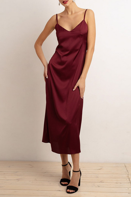 acelimosf™-Fashion Elegant Solid V Neck A Line Dresses