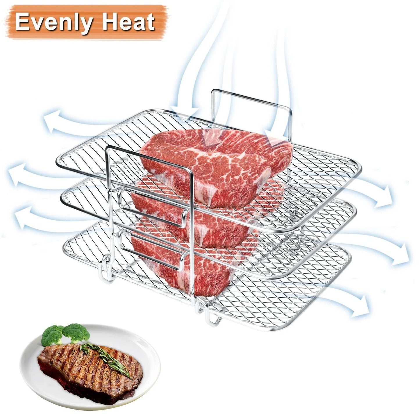 Air Fryer Rack, 304 Stainless Steel Toast Rack, Multi-Layer Grill, Grill